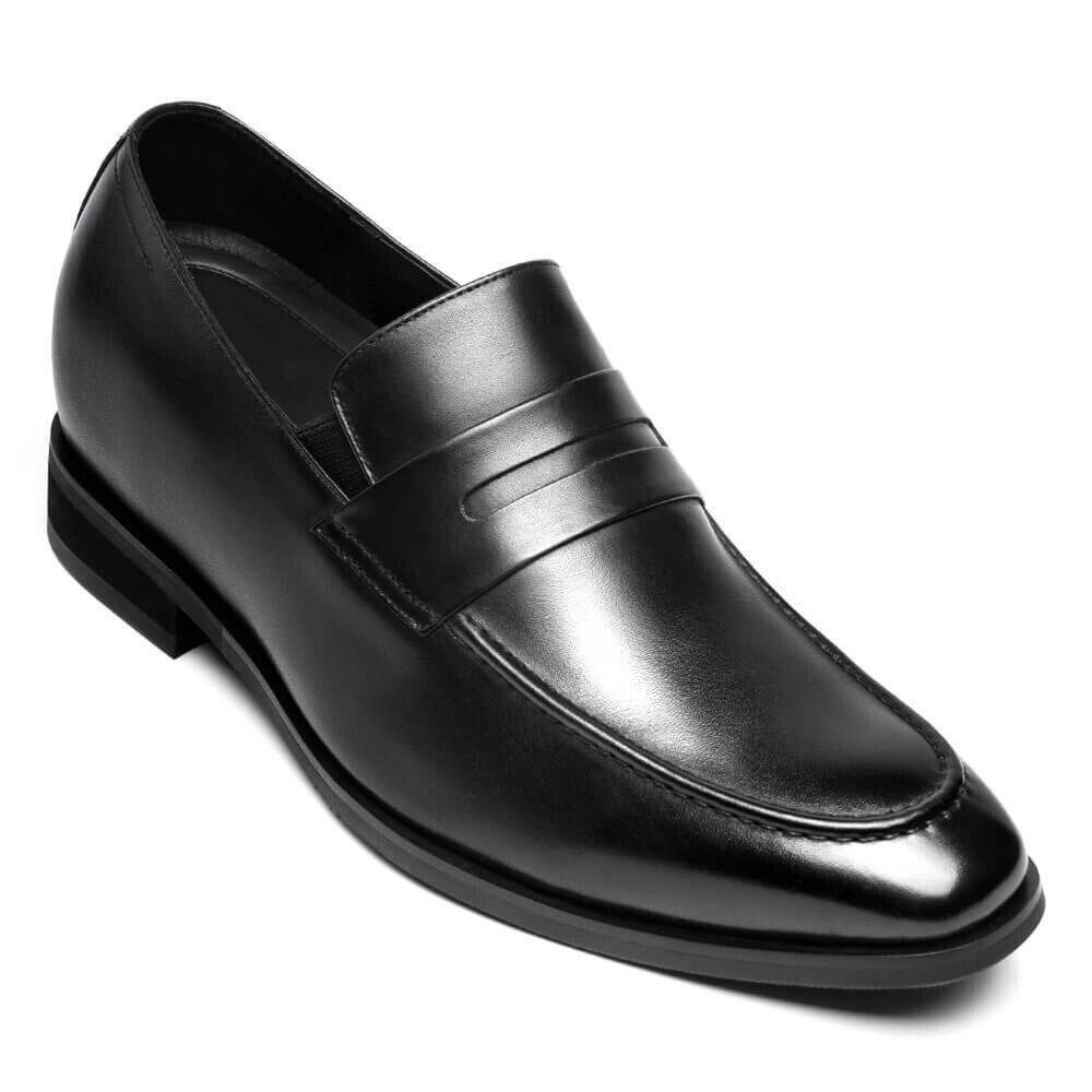US7.5CHAMARIPA 7cm/2.76" elevator SHOES Men slip on Height Increase Black Loafer